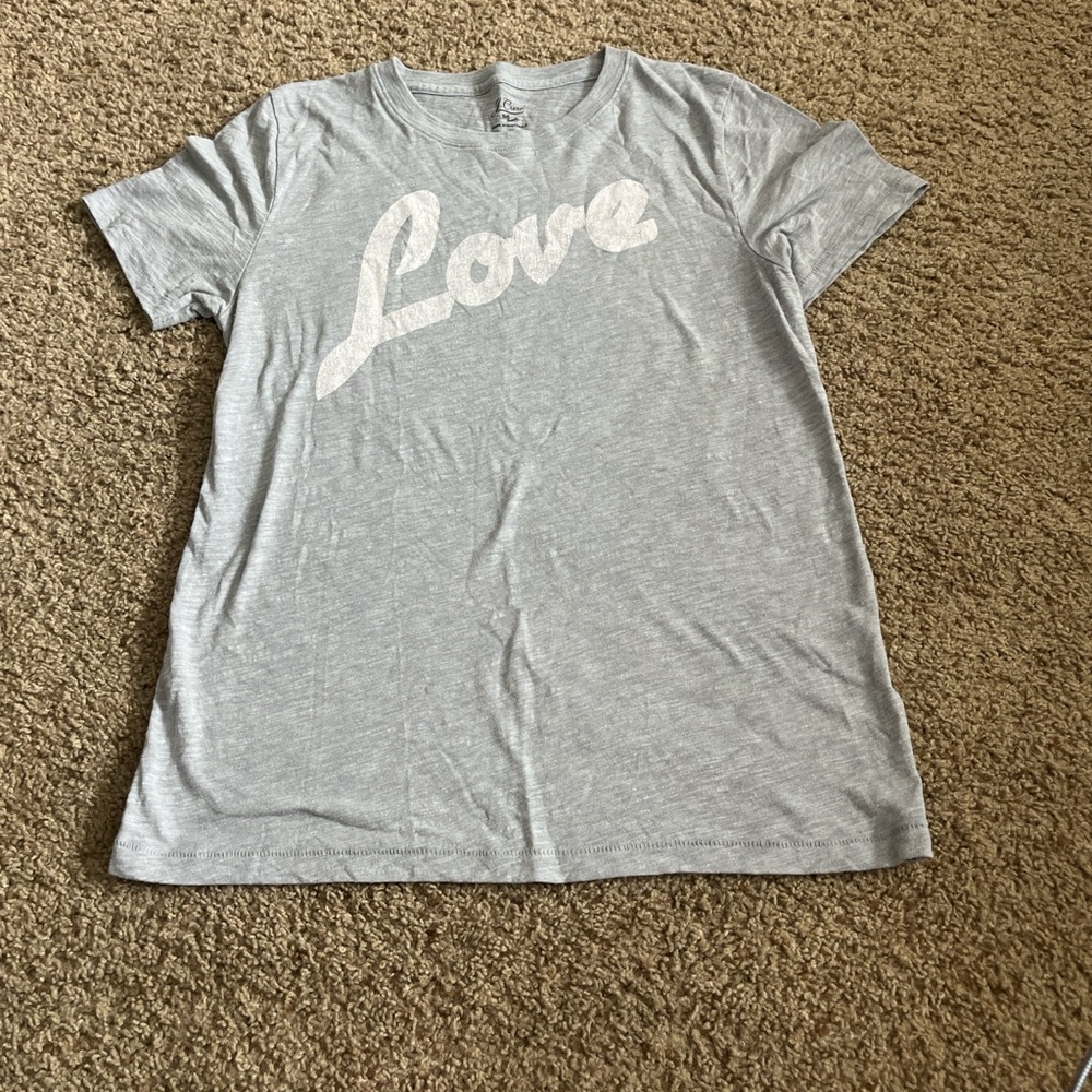 J. Crew Light Gray With “Love” T-Shirt
